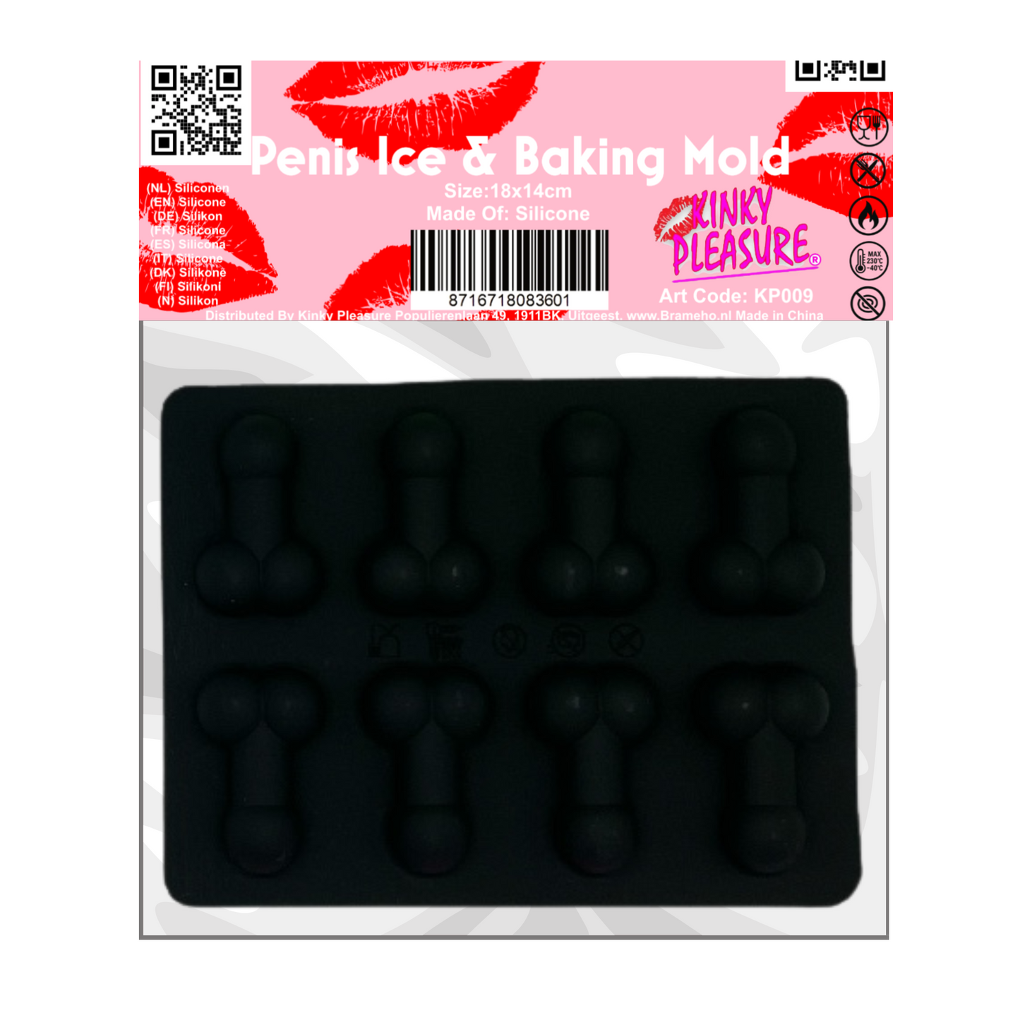 Kinky Pleasure - KP009 - Penis Baking/Ice Mold – 5 Colour Pack – Silicone – 18x14 cm