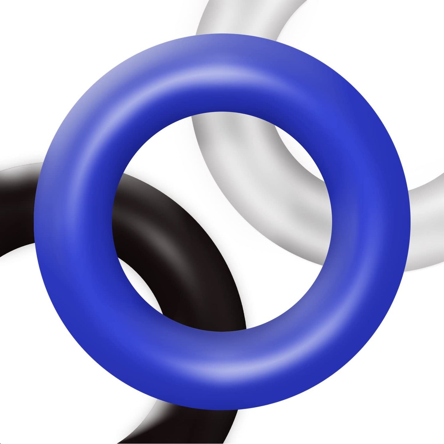 Power Escorts - BR272 - Donut Cockring 3 Pack - Super Stretchable - 3 colors blue /clear /black - attractive colourbox