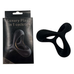 Luxury Play - LP07 - Cockring - Elastic - Stretch - 3 Part Ring - Silicone - Black