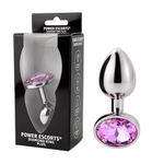 Power Escorts - BR137 - Metallic Anal Plug With Stone - 3 Sizes - 7 Colours