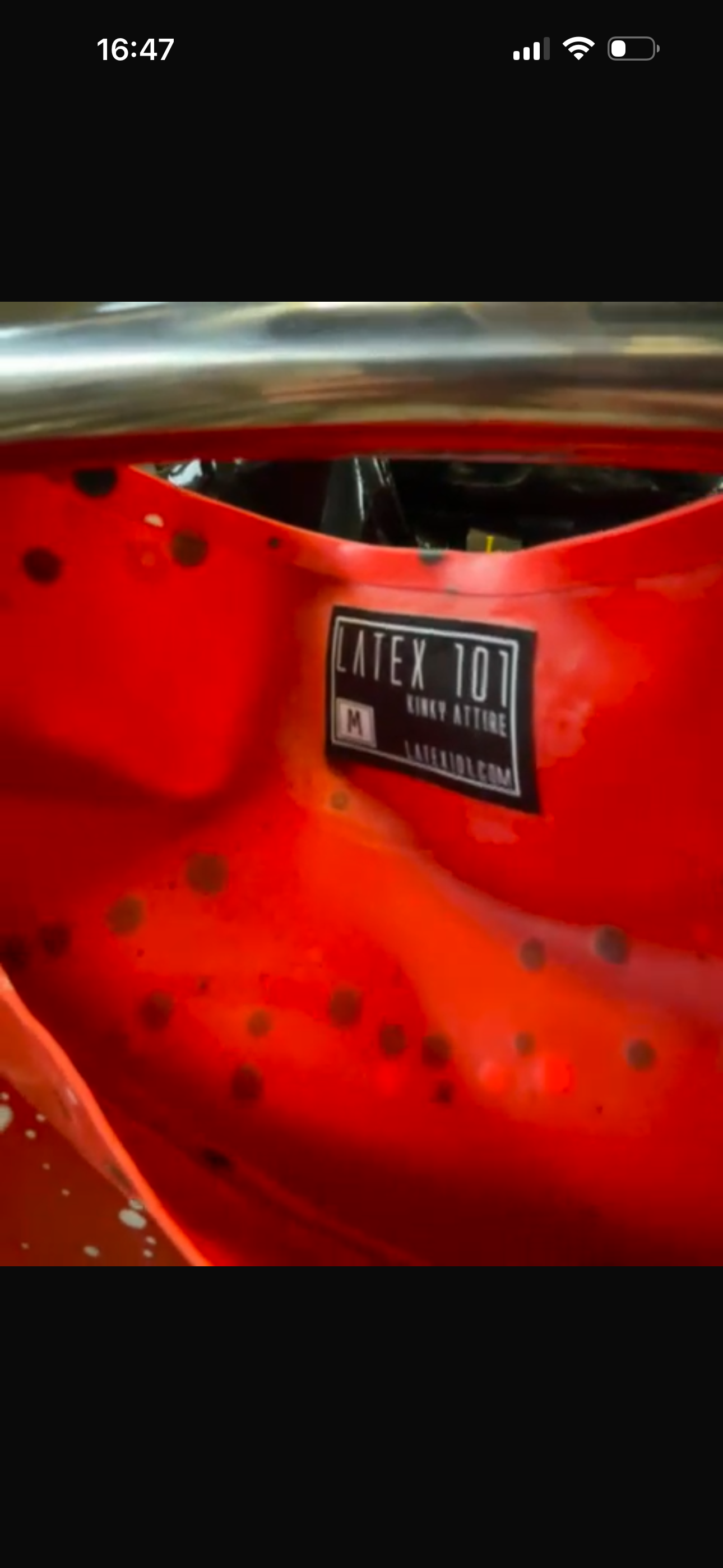 Latex101 Fantasy Print Latex Shirt – Kinky Red Open Arms Design (Size M)