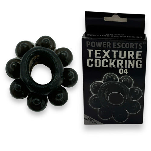 Power Escorts - BR287 - Texture Cockring 04 - Black - Extra Stretchable