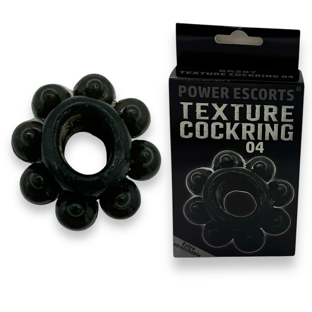Power Escorts - BR287 - Texture Cockring 04 - Black - Extra Stretchable