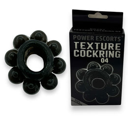 Power Escorts - BR287 - Texture Cockring 04 - Black - Extra Stretchable