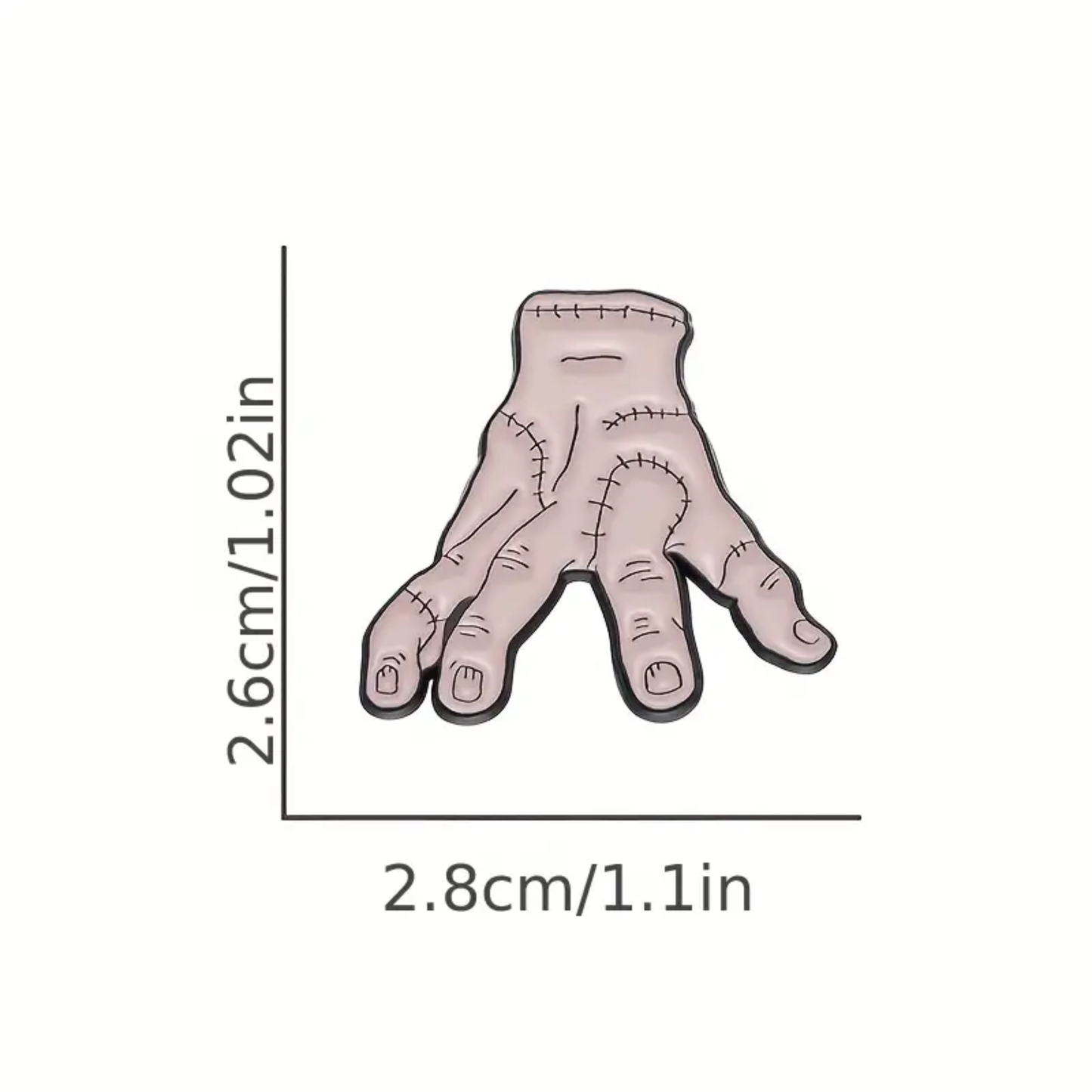 Kinky Pleasure – KPB088 – Metal Pin - Stitched Hand – Creepy Crawling Gothic Vibes