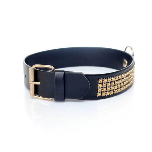 Boysoftoys - 33-00102 - Collar With Studs  3 Cm- Big - Gold - Diamonds