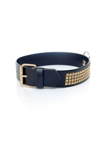 Boysoftoys - 33-00102 - Collar With Studs  3 Cm- Big - Gold - Diamonds