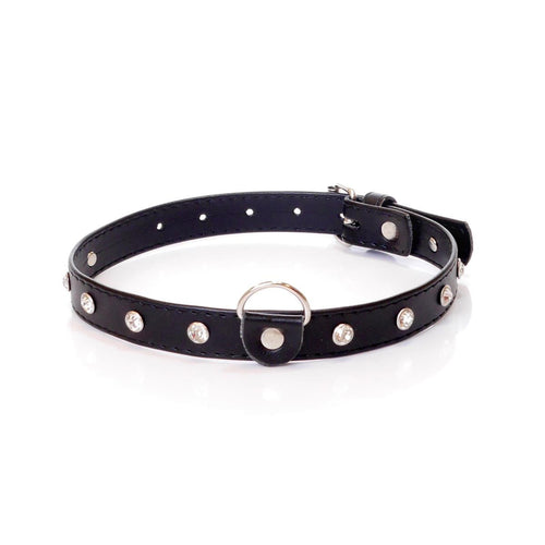 Boysoftoys - 33-00117 - Fetish Collar Silver with stones - 2 cm width - Silver line adjustable - easy to hang - with product tag /barcode