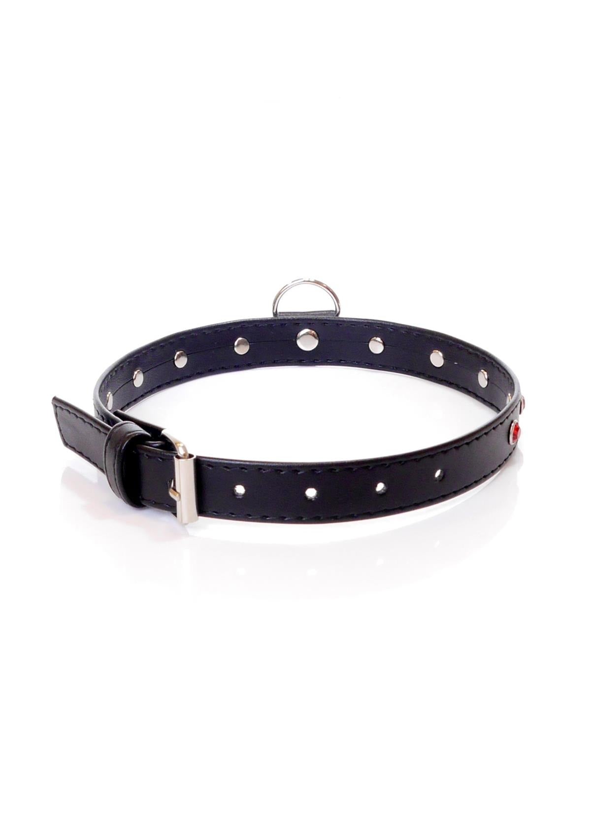 Bossoftoys - 33-00121 - Fetish Collar Red with stones - 2 cm width - Red line adjustable - easy to hang - with product tag /barcode