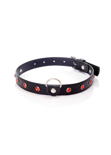 Boysoftoys - 33-00121 - Fetish Collar Red with stones - 2 cm width - Red line adjustable - easy to hang - with product tag /barcode