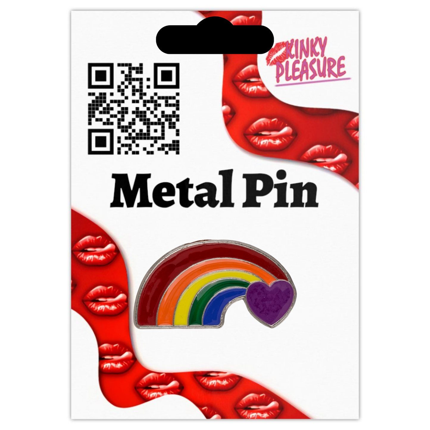 Kinky Pleasure - KPB058 - Badge / Pin - Rainbow Heart - Gold