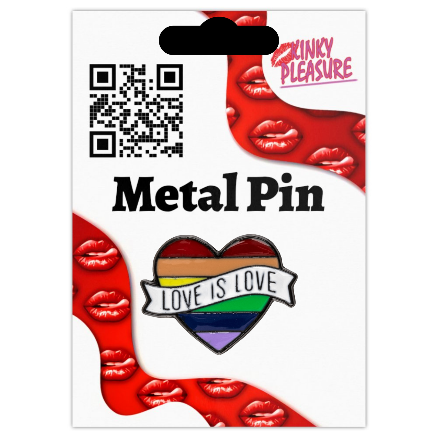 Kinky Pleasure - KPB039 - Badge / Pin - Heart Love Is Love - Silver