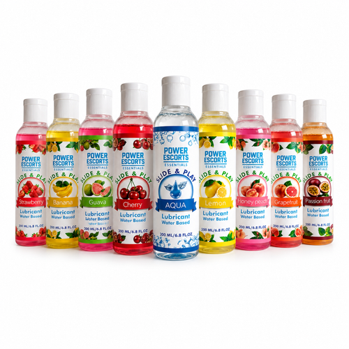 Power Escorts - 9 Bottles Pack 200 ML Water Based Lubricant Slide & Play Personal Lube - 9 FLAVOURS