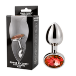 Power Escorts - BR137 - Metallic Anal Plug With Stone - 3 Sizes - 7 Colours