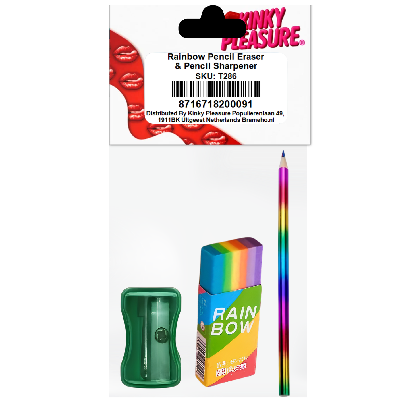 Kinky Pleasure - T286 - Rainbow Pencil Eraser & Pencil Sharpener – 3 Pack