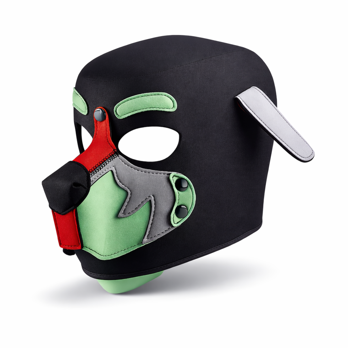 Kinky Pleasure – KPPP008 – Puppy Play Dog Mask - Deluxe – Red/Green