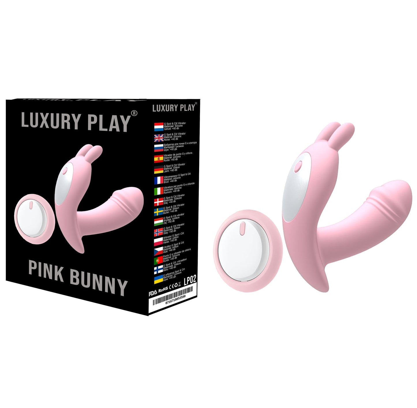 Luxury Play - LP02 - Panty Vibrator - 10 Speed - easy remote control - Rechargeable - Sexy G spot & Clit Vibrator - Trendy Pink - Silicone - low noise less than 40 db - Luxury Colourbox