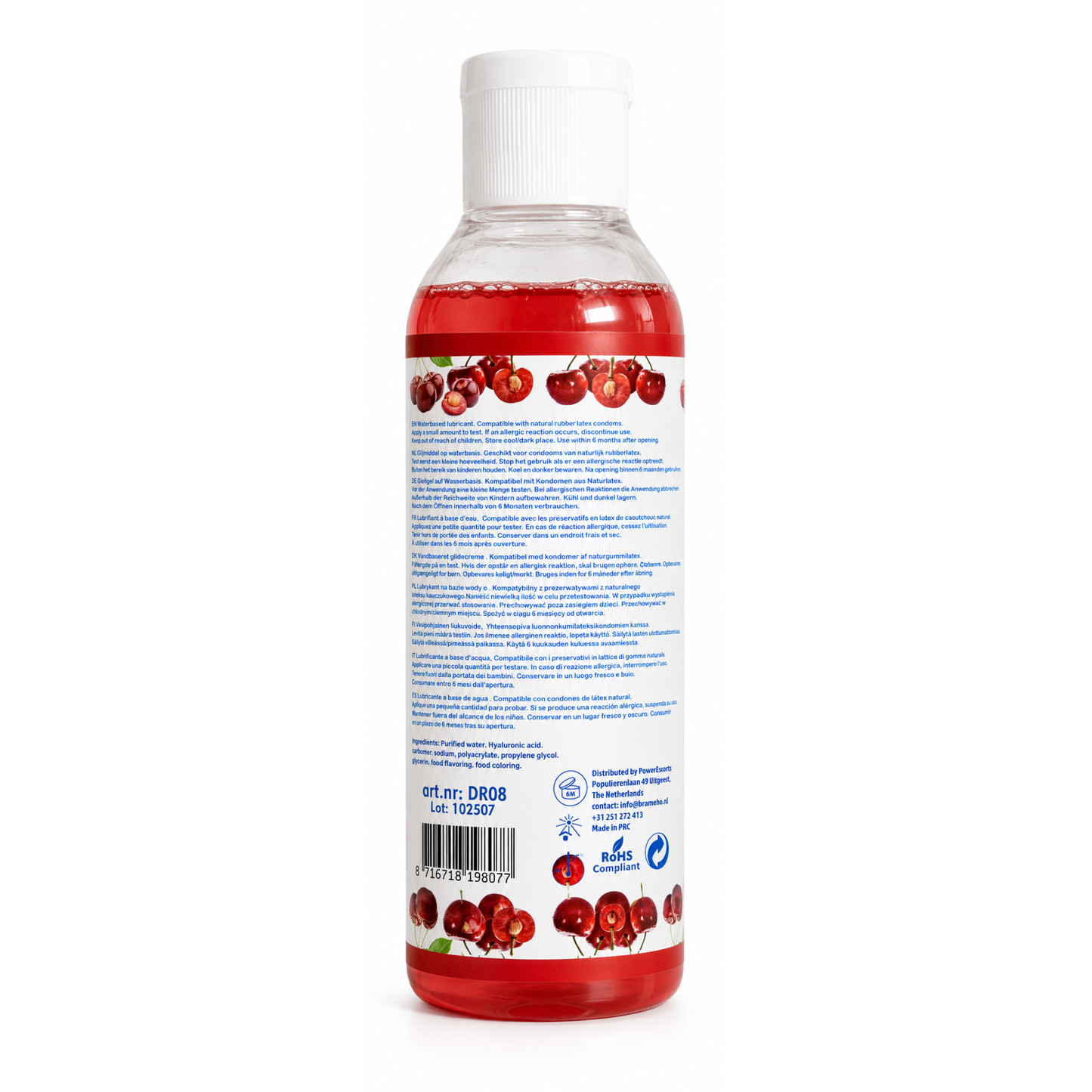 Power Escorts - DR08 - Cherry Water-Based Lubricant 200ml – Slide & Play Personal Lube