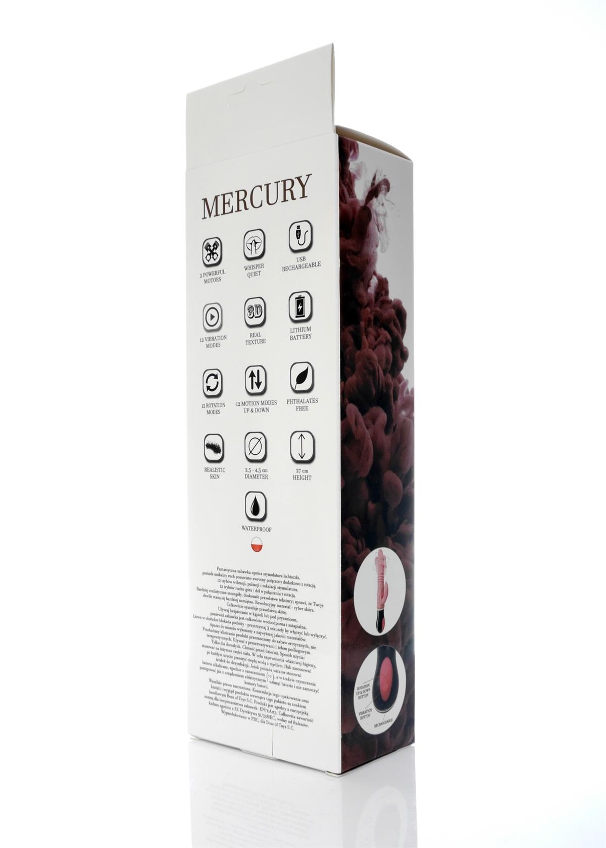 Bossoftoys Mercury Up & Down vibrator & Rotating vibrator - 12 Function - Usb - Cyber leather - 44-00019 - 27 cm