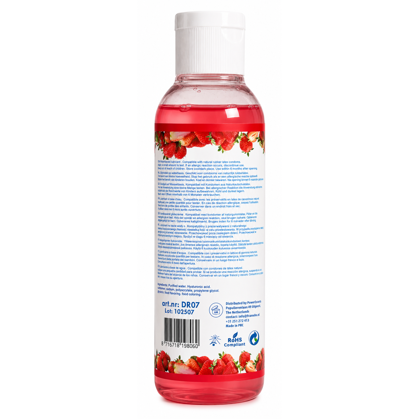 Power Escorts - DR07 - Strawberry Water-Based Lubricant 200ml – Slide & Play Personal Lube