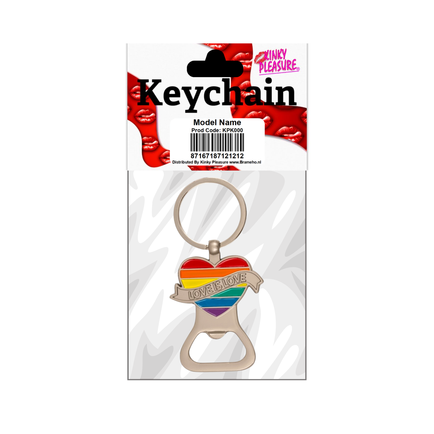 Kinky Pleasure - KPK046 - Keychain - Pride Opener Heart Love Is Love