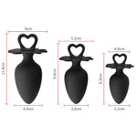 Power Escorts - BR317 - Heart Plug Anal Starter 3-Pack  - S, M & L - Black - quality Silicone - Colour box