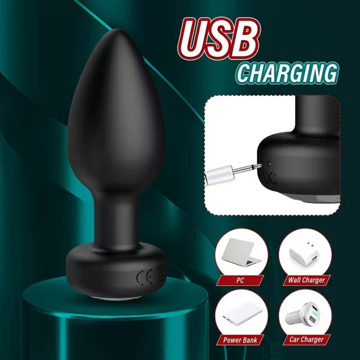 Power Escorts - T266 - Vibrating Plug – Rechargeable Silicone Black