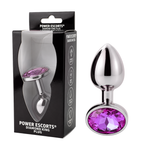 Power Escorts - BR137 - Metallic Anal Plug With Stone - 3 Sizes - 7 Colours
