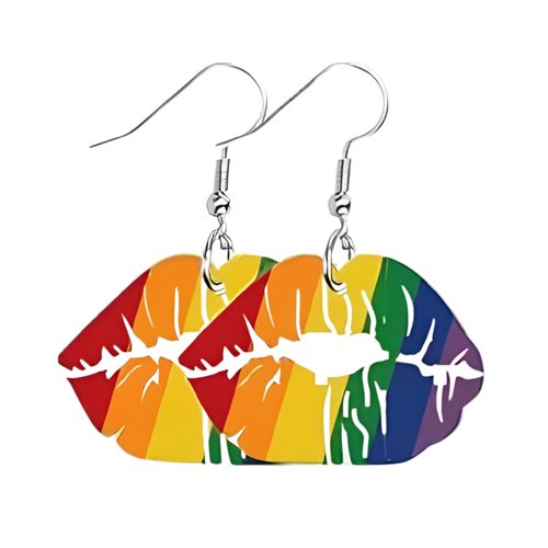 Kinky Pleasure - KPE002 - Rainbow Lips Earrings – Pride Theme Acrylic Design