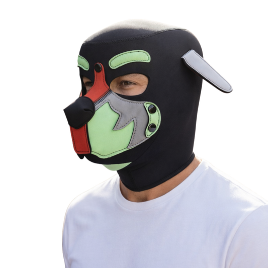 Kinky Pleasure – KPPP008 – Puppy Play Dog Mask - Deluxe – Red/Green
