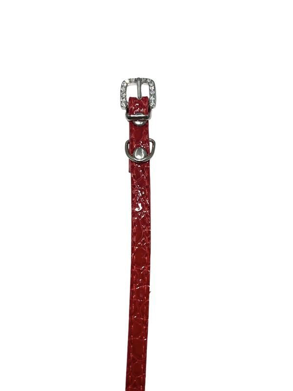 Cat Collar / Small Dog Collar - Red - Dia 8 CM - Length 30 CM - Width 1 CM - Buckle With Luxury Diamond Stone Look