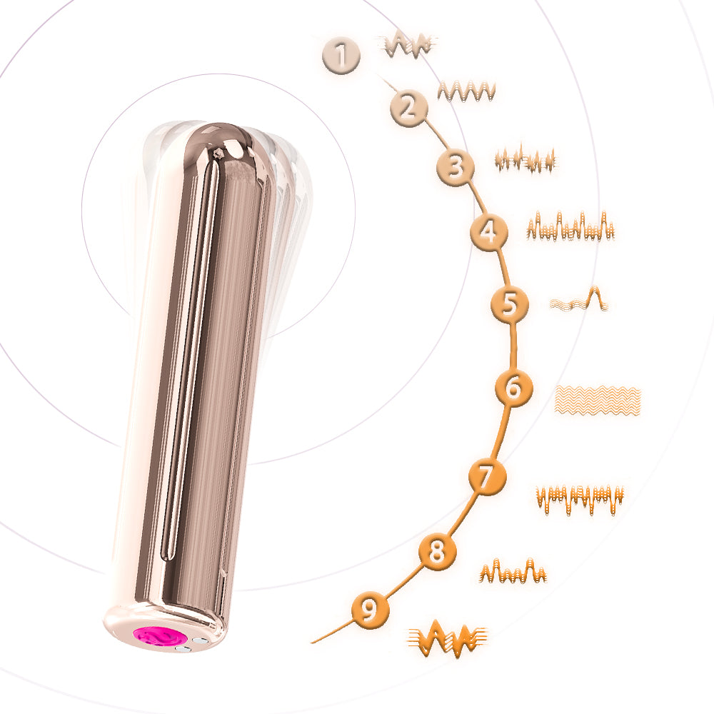 Bossoftoys - 52-00004  - Powerful Rose Gold Rock Bullet - USB rechargeable - 9 vibration modes