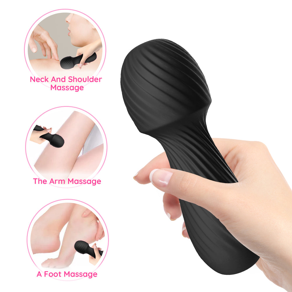 Bossoftoys - 52-00025 - Dazzle Black Silicone Massager USB - 9 Vibration mode - Mini wand