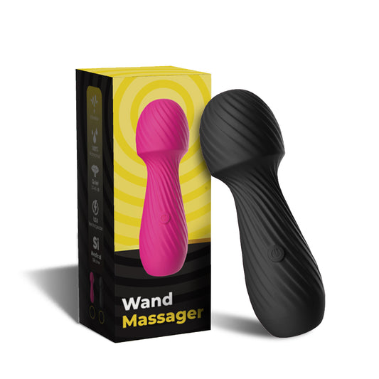 Bossoftoys - 52-00025 - Dazzle Black Silicone Massager USB - 9 Vibration mode - Mini wand