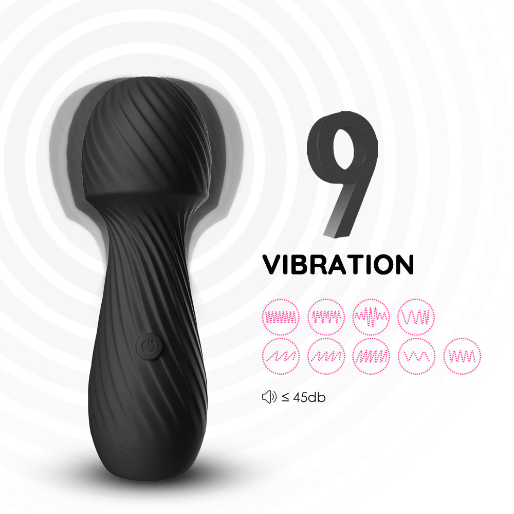 Bossoftoys - 52-00025 - Dazzle Black Silicone Massager USB - 9 Vibration mode - Mini wand