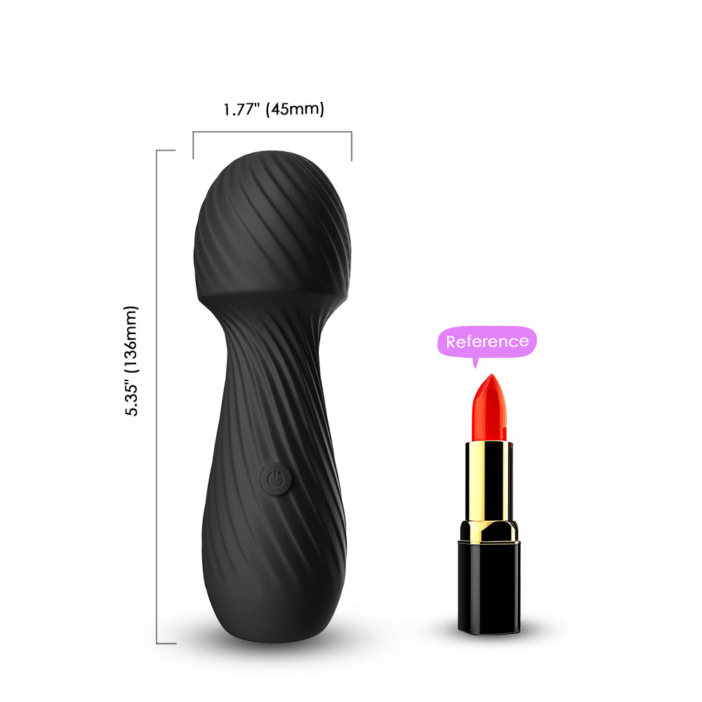 Bossoftoys - 52-00025 - Dazzle Black Silicone Massager USB - 9 Vibration mode - Mini wand