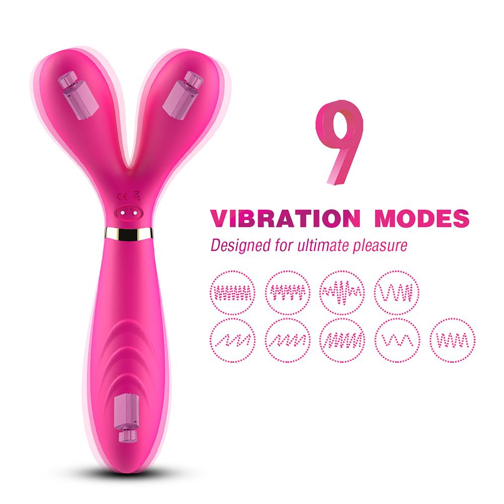 Bossoftoys - Y-Wand pink - dual head vibrator - Fun for two - G-spot - 52-00026-1 - USB rechargeable - 100% waterproof - 9 vibration modes