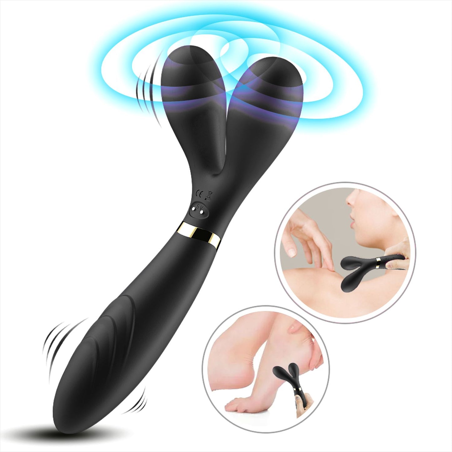 Bossoftoys - Y-Wand Black - dual head vibrator - Fun for two - G-spot - 52-00026 - USB rechargeable - 9 vibration modes