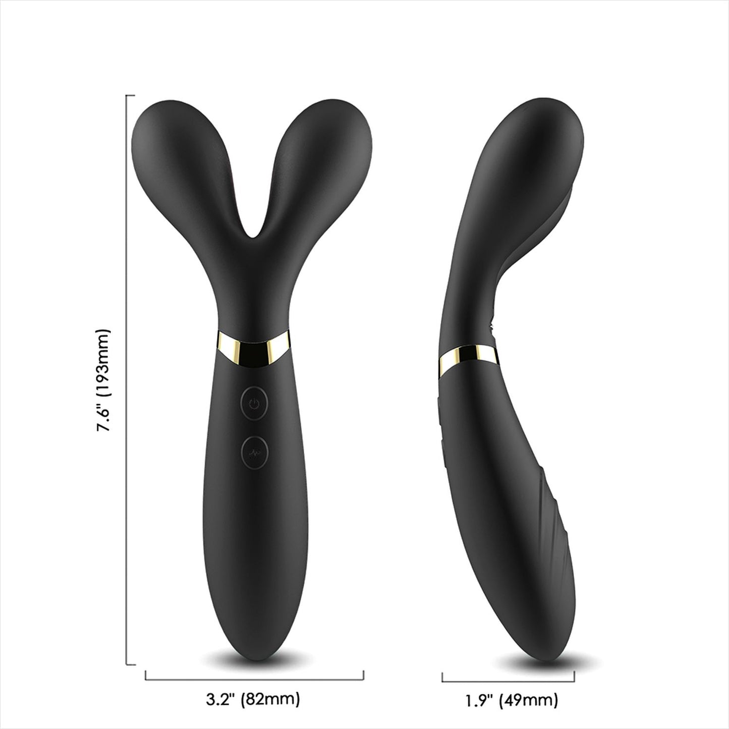 Bossoftoys - Y-Wand Black - dual head vibrator - Fun for two - G-spot - 52-00026 - USB rechargeable - 9 vibration modes