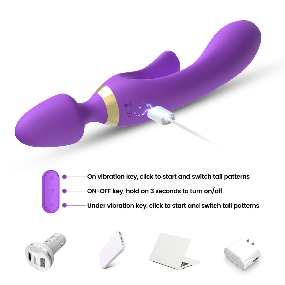 Bossoftoys - 52-00027-1 -  Magic Wand Purple Silicone Massager USB - 9 Vibration mode