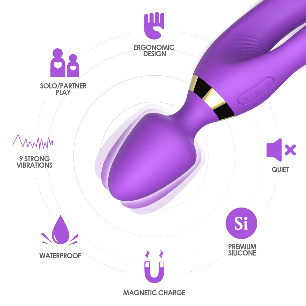 Bossoftoys - 52-00027-1 -  Magic Wand Purple Silicone Massager USB - 9 Vibration mode