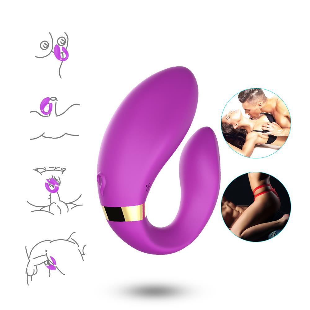 Bossoftoys - 52-00030-1 - Lesbian couple vibrator - Crescent purple - 100% waterproof - 9 vibration modes - USB rechargeable