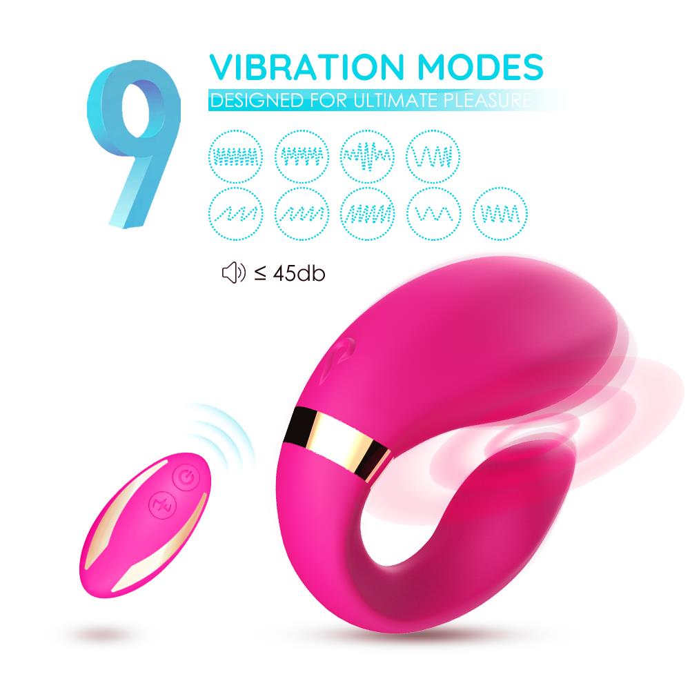 Bossoftoys - 52-00030 - Lesbian couple vibrator - Crescent light pink - 100% waterproof - 9 vibration modes - USB rechargeable