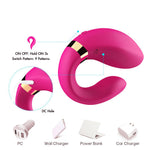 Bossoftoys - 52-00030 - Lesbian couple vibrator - Crescent light pink - 100% waterproof - 9 vibration modes - USB rechargeable