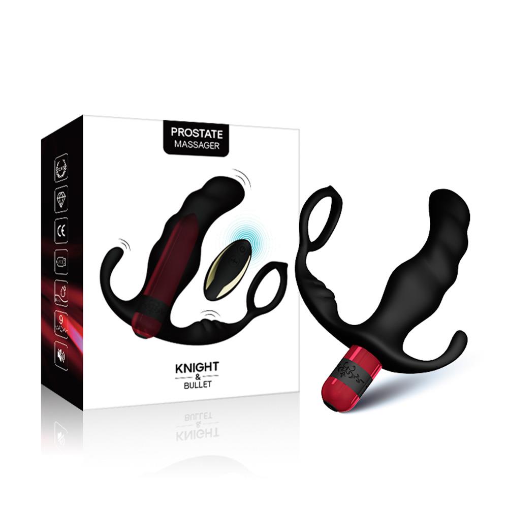 Bossoftoys - Knight black - 52-00042 - Silicone Massager - Prostate Massager - 9 vibration modes - Black