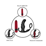 Bossoftoys - Knight black - 52-00042 - Silicone Massager - Prostate Massager - 9 vibration modes - Black
