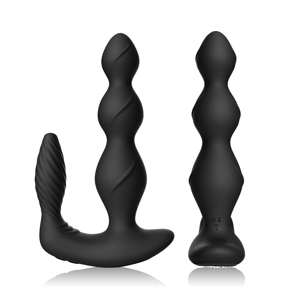 Bossoftoys - Maxfun black - 52-00045 - Silicone Massager - Remote control - Prostate Massager - 7 vibration modes - 4 rotation functions - Black