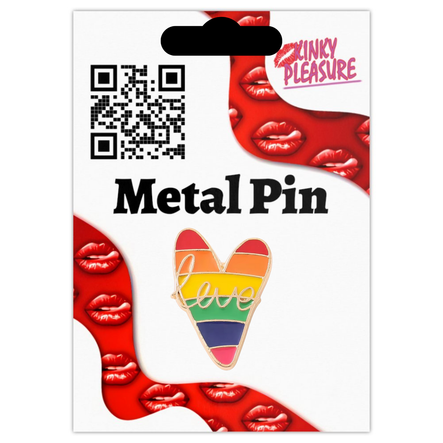 Kinky Pleasure - KPB023 - Badge / Pin - Heart Love - Gold