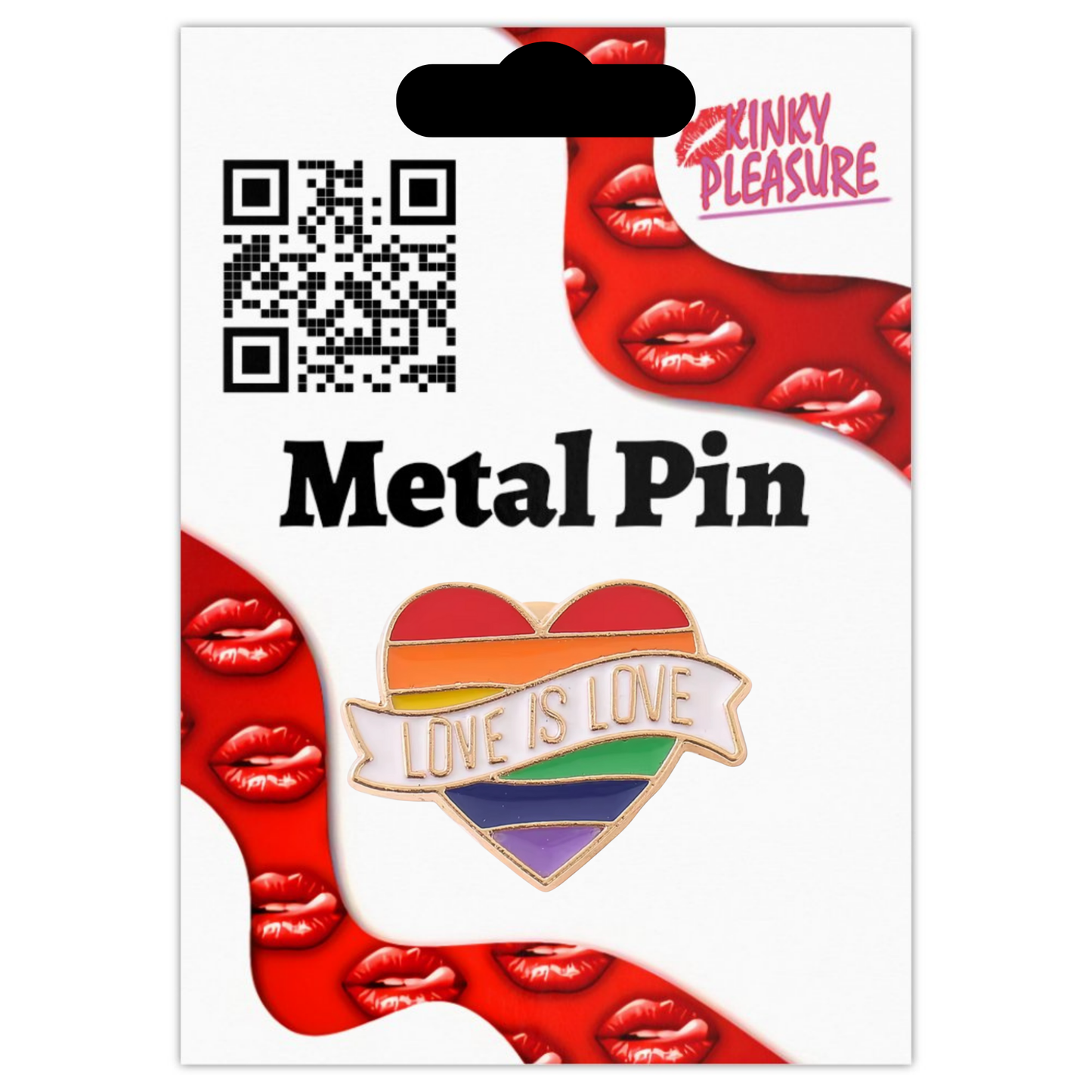 Kinky Pleasure - KPB022 - Badge / Pin - Heart Love Is Love - Gold