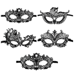 Kinky Pleasure - 10 Models - Venetian Mask – 10 Pack Elegant Black Lace-Style Models
